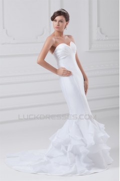 Mermaid/Trumpet Sweetheart Sleeveless Organza Taffeta Wedding Dresses 2031241