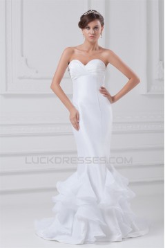 Mermaid/Trumpet Sweetheart Sleeveless Organza Taffeta Wedding Dresses 2031241