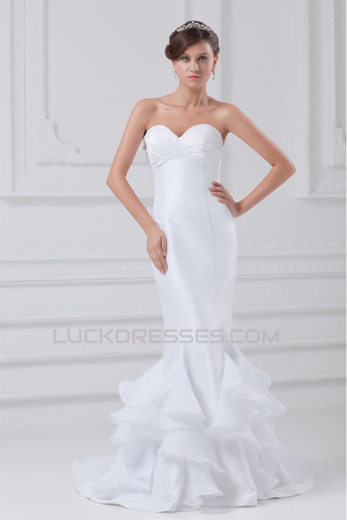 Mermaid/Trumpet Sweetheart Sleeveless Organza Taffeta Wedding Dresses 2031241