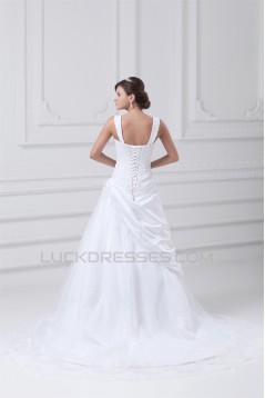 New Arrival A-Line Straps Sleeveless Satin Organza Wedding Dresses 2031243