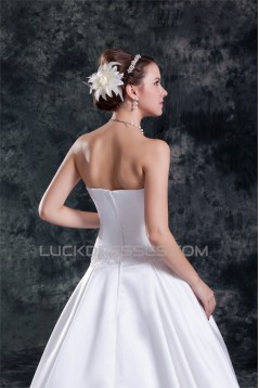 New Arrival Satin A-Line Sleeveless Sweetheart Wedding Dresses 2031246