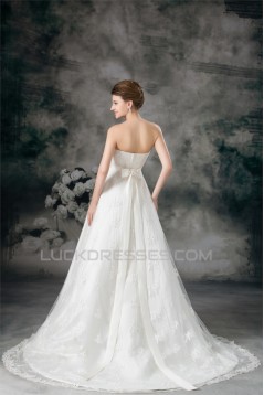 New Arrival Satin Lace Sweetheart A-Line Sleeveless Wedding Dresses 2031248