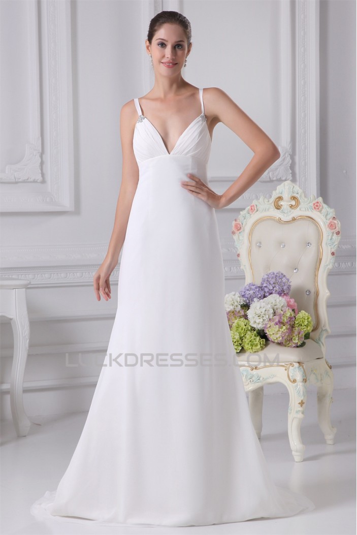 Trumpet/Mermaid Spaghetti Straps Chiffon Wedding Dresses 2030125