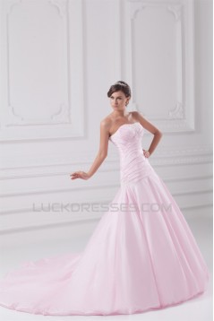 New Arrival Sweetheart Satin A-Line Sleeveless Wedding Dresses 2031254