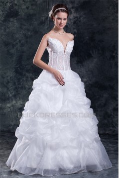 New Arrival V-Neck Ball Gown Satin Organza Sleeveless Wedding Dresses 2031255