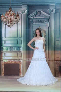 New design A-Line Satin Lace Soft Sweetheart Sleeveless Wedding Dresses 2031256