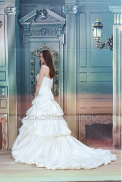 New design Strapless A-Line Satin Sleeveless Sweet Wedding Dresses 2031257