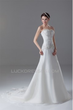 New Style Sleeveless A-Line Satin Organza Sweetheart Wedding Dresses 2031259