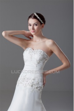 New Style Sleeveless A-Line Satin Organza Sweetheart Wedding Dresses 2031259