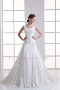 New Style Taffeta Straps A-Line Sleeveless Best Wedding Dresses 2031261