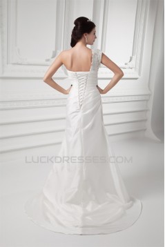 One-Shoulder Sleeveless Taffeta Mermaid/Trumpet Best Wedding Dresses 2031263