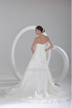 Satin A-Line Sleeveless Sweetheart Beautiful Wedding Dresses 2031268