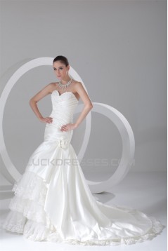 Satin A-Line Sleeveless Sweetheart Beautiful Wedding Dresses 2031268