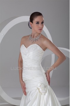 Satin A-Line Sleeveless Sweetheart Beautiful Wedding Dresses 2031268