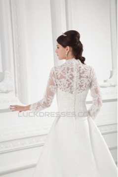 Satin Lace Fine Netting 3/4 Length Sleeve V-Neck New Arrival Wedding Dresses 2031269