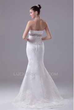 Elegant Sleeveless Satin Organza Mermaid/Trumpet Wedding Dresses 2030127