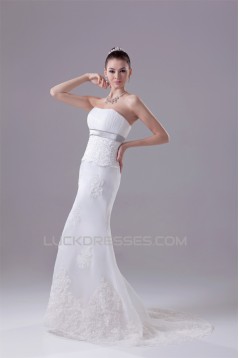 Elegant Sleeveless Satin Organza Mermaid/Trumpet Wedding Dresses 2030127