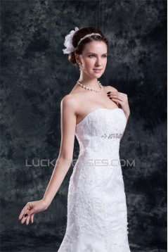 Satin Net Sweetheart Mermaid/Trumpet Sleeveless Wedding Dresses 2031283