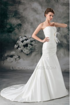 Satin One-Shoulder Mermaid/Trumpet Sleeveless Wedding Dresses 2031287