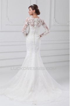 Satin Lace Organza Long Sleeve Mermaid/Trumpet Wedding Dresses 2031289