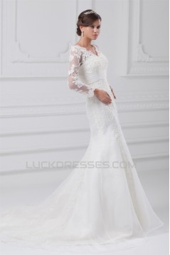 Satin Lace Organza Long Sleeve Mermaid/Trumpet Wedding Dresses 2031289