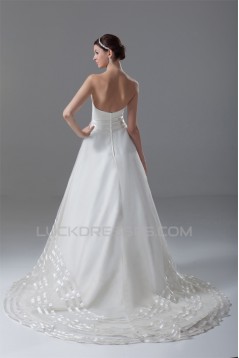 Satin Organza Sleeveless A-Line Strapless Best Wedding Dresses 2031291