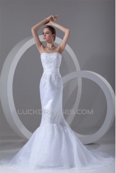 Satin Organza Sleeveless Soft Sweetheart Wedding Dresses 2031295