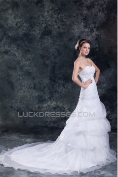 Satin Organza Sweetheart Sleeveless A-Line Most Beautiful Wedding Dresses 2031301