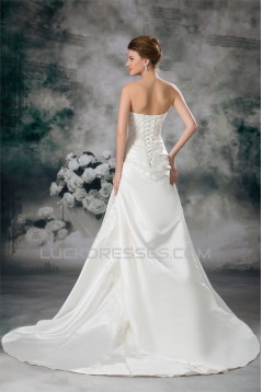 Satin Sweetheart Sleeveless A-Line Wedding Dresses 2031303