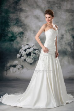 Satin Sweetheart Sleeveless A-Line Wedding Dresses 2031303