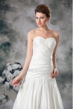 Satin Sweetheart Sleeveless A-Line Wedding Dresses 2031303