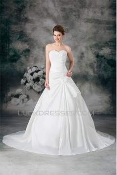 Satin Sweetheart Sleeveless A-Line New Arrival Wedding Dresses 2031304