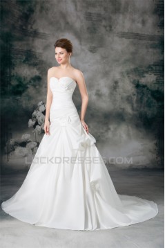 Satin Sweetheart Sleeveless A-Line New Arrival Wedding Dresses 2031304