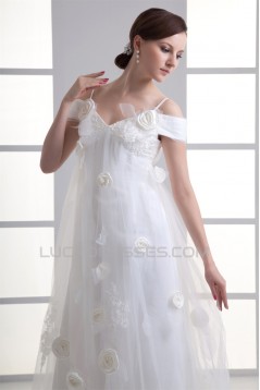 A-Line Satin Fine Netting Off-the-Shoulder Wedding Dresses Maternity Wedding Dresses 2031314