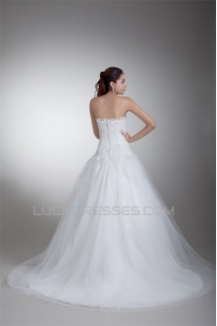 Sleeveless Ball Gown Satin Net Strapless New Arrival Wedding Dresses 2031317