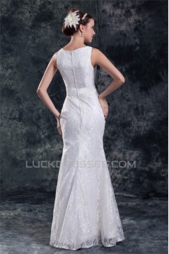 Sleeveless Bateau Mermaid/Trumpet Satin Lace Sweet Wedding Dresses 2031319