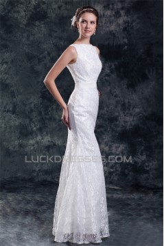 Sleeveless Bateau Mermaid/Trumpet Satin Lace Sweet Wedding Dresses 2031319