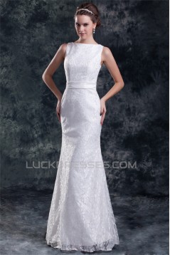 Sleeveless Bateau Mermaid/Trumpet Satin Lace Sweet Wedding Dresses 2031319