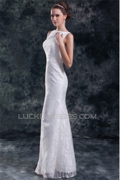 Sleeveless Bateau Mermaid/Trumpet Satin Lace Sweet Wedding Dresses 2031319