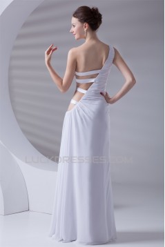 Sheath/Column One-Shoulder Floor-Length Chiffon Wedding Dresses 2031322