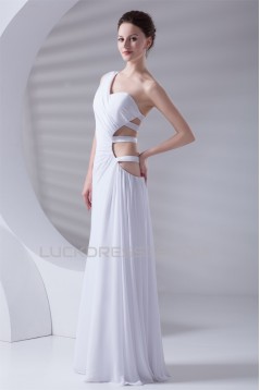 Sheath/Column One-Shoulder Floor-Length Chiffon Wedding Dresses 2031322