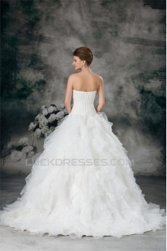 Sleeveless Princess Sweetheart Satin Organza Wedding Dresses 2031328