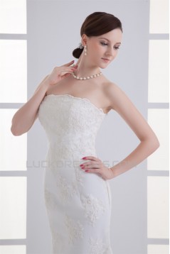 Sleeveless Satin Lace Mermaid/Trumpet Strapless Wedding Dresses 2031332