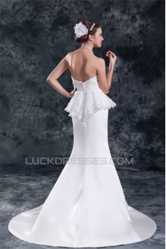 Sleeveless Satin Lace Sweetheart Mermaid/Trumpet Beautiful Wedding Dresses 2031333