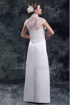 Sleeveless Satin Sheath/Column Sweetheart Wedding Dresses with Lace Jacket 2031335