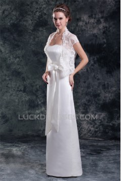 Sleeveless Satin Sheath/Column Sweetheart Wedding Dresses with Lace Jacket 2031335