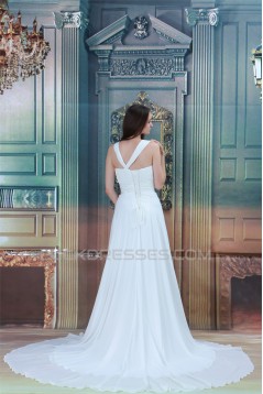 Sleeveless Sheath/Column One-Shoulder Chiffon Satin Wedding Dresses 2031340