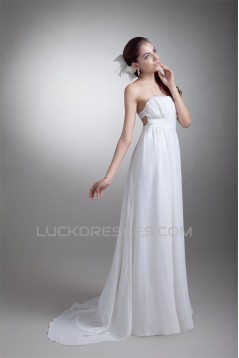 Sleeveless Sheath/Column Strapless Chiffon Wedding Dresses 2031341