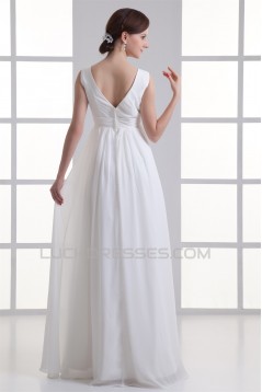 Sheath/Column V-Neck Chiffon Beaded Wedding Dresses Maternity Wedding Dresses 2031342