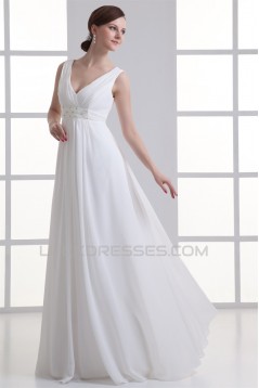 Sheath/Column V-Neck Chiffon Beaded Wedding Dresses Maternity Wedding Dresses 2031342